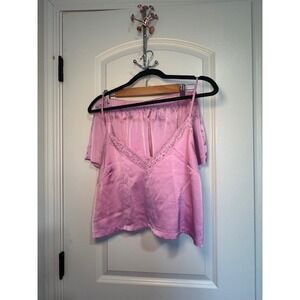 Colsie Satin Lace Trim Pajama Set Cami Shorts Size M‎